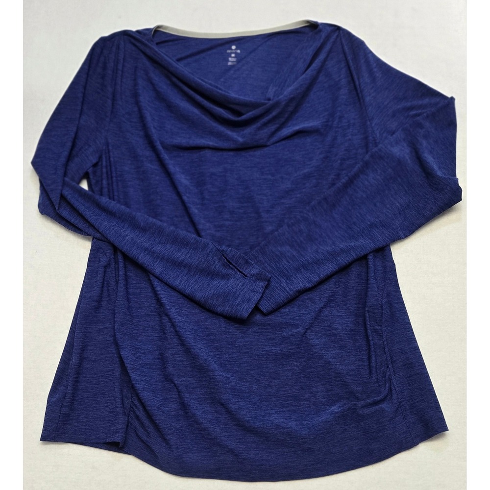 Apana Womens 2X Blue Long Sleeve Cowl Neck‎ Thumb Hole Athleisure Top